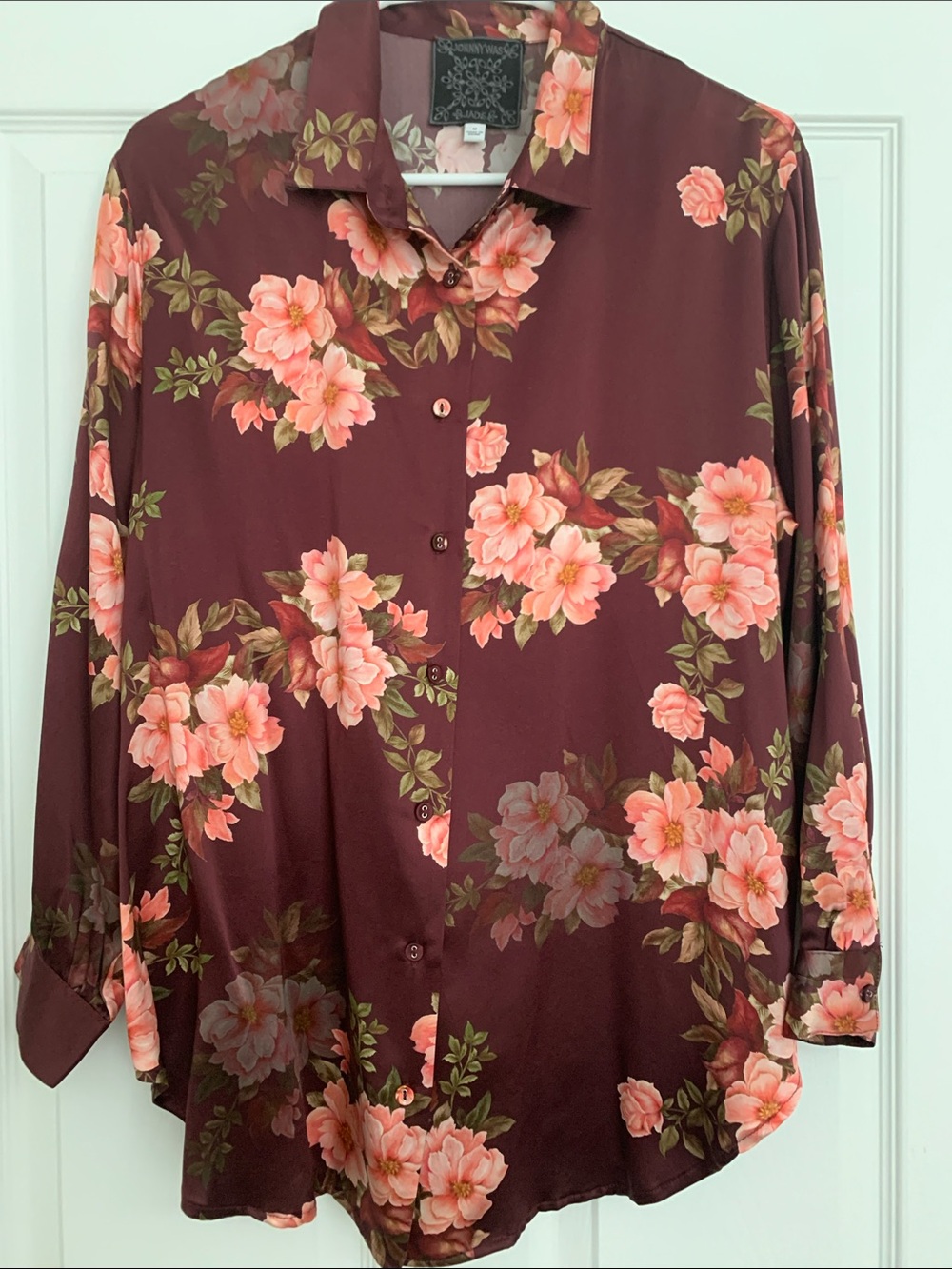 Johnny Was Silk Floral Blouse